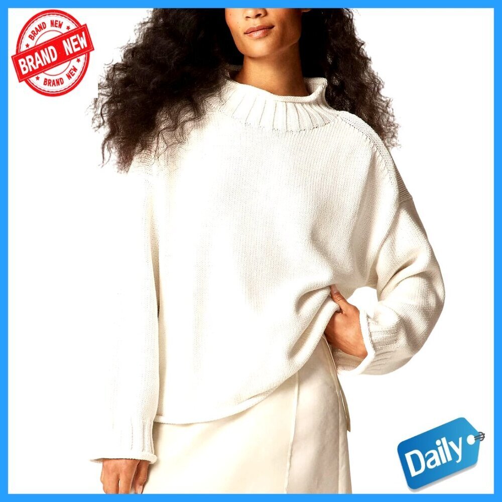 Oversized Chunky Cable Knit Pullover Sweater Long Sleeve Mock Neck